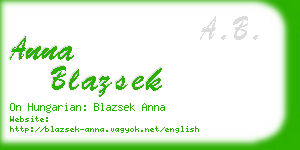 anna blazsek business card